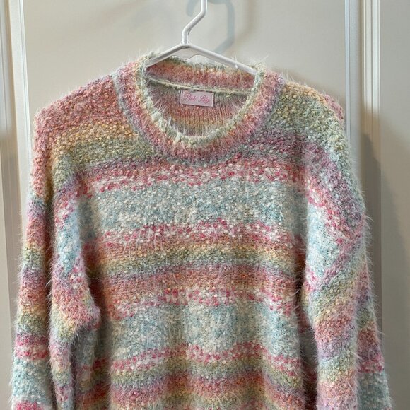 Pink Lily Multicolor Pastel Sweater Size M/L - Picture 3 of 9